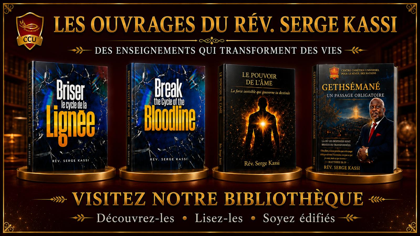 Les véritables couvertures des quatre ouvrages du Révérend Serge Kassi